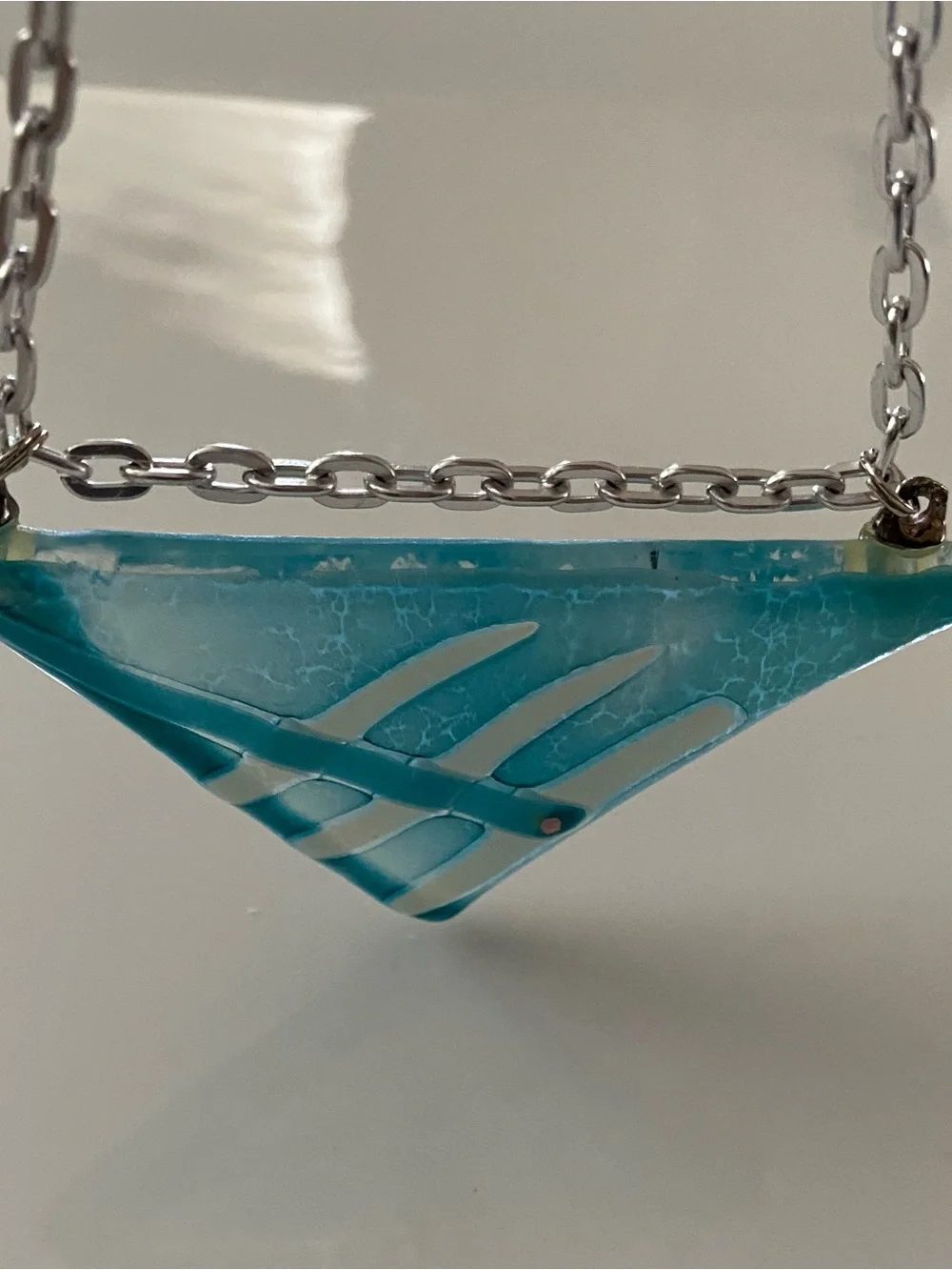 Handmade Turquoise Triangle Pendant Signed Necklace